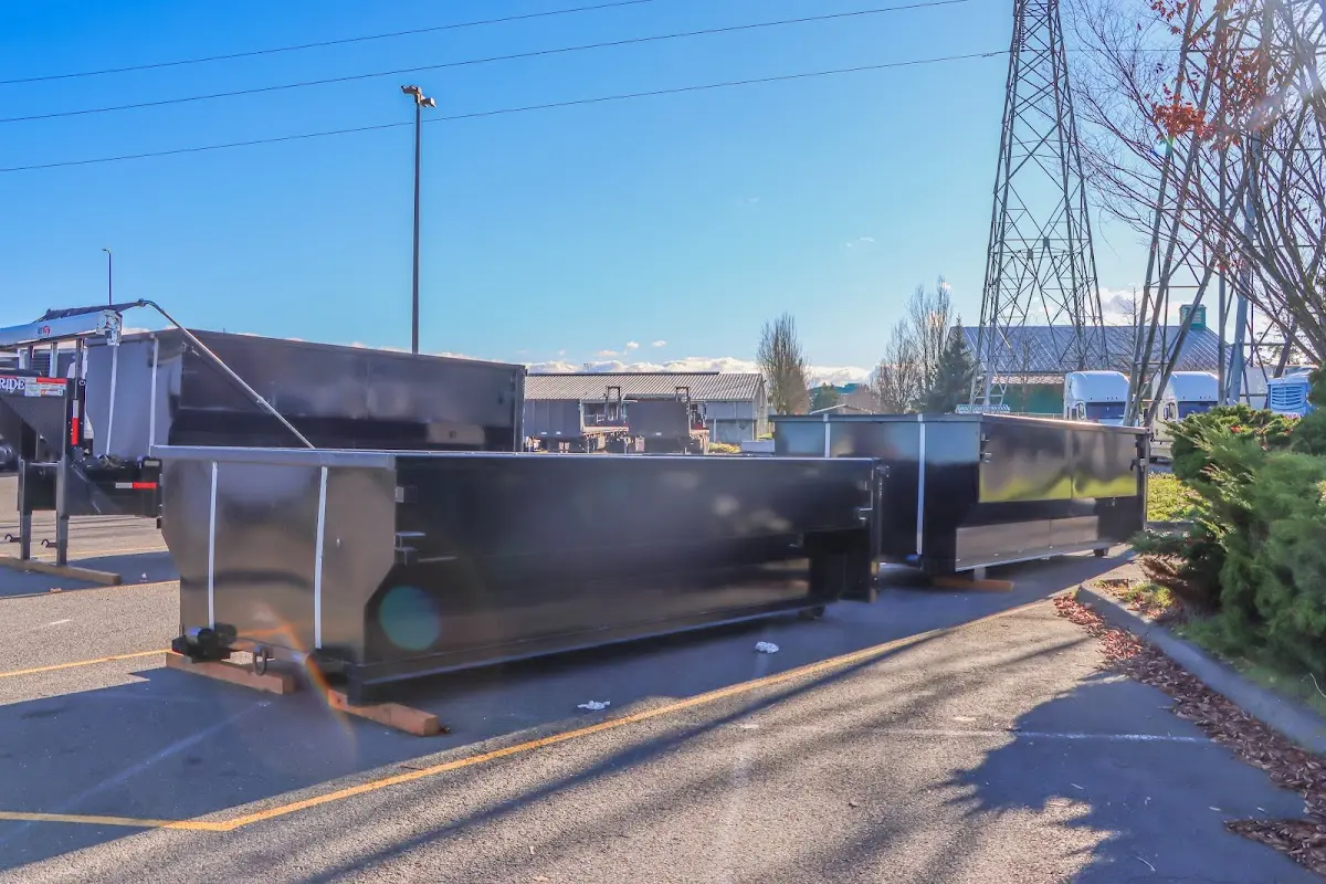 Roll-off dumpster ready for waste disposal at job site for 12 Yard Dumpster Rental in Morehead